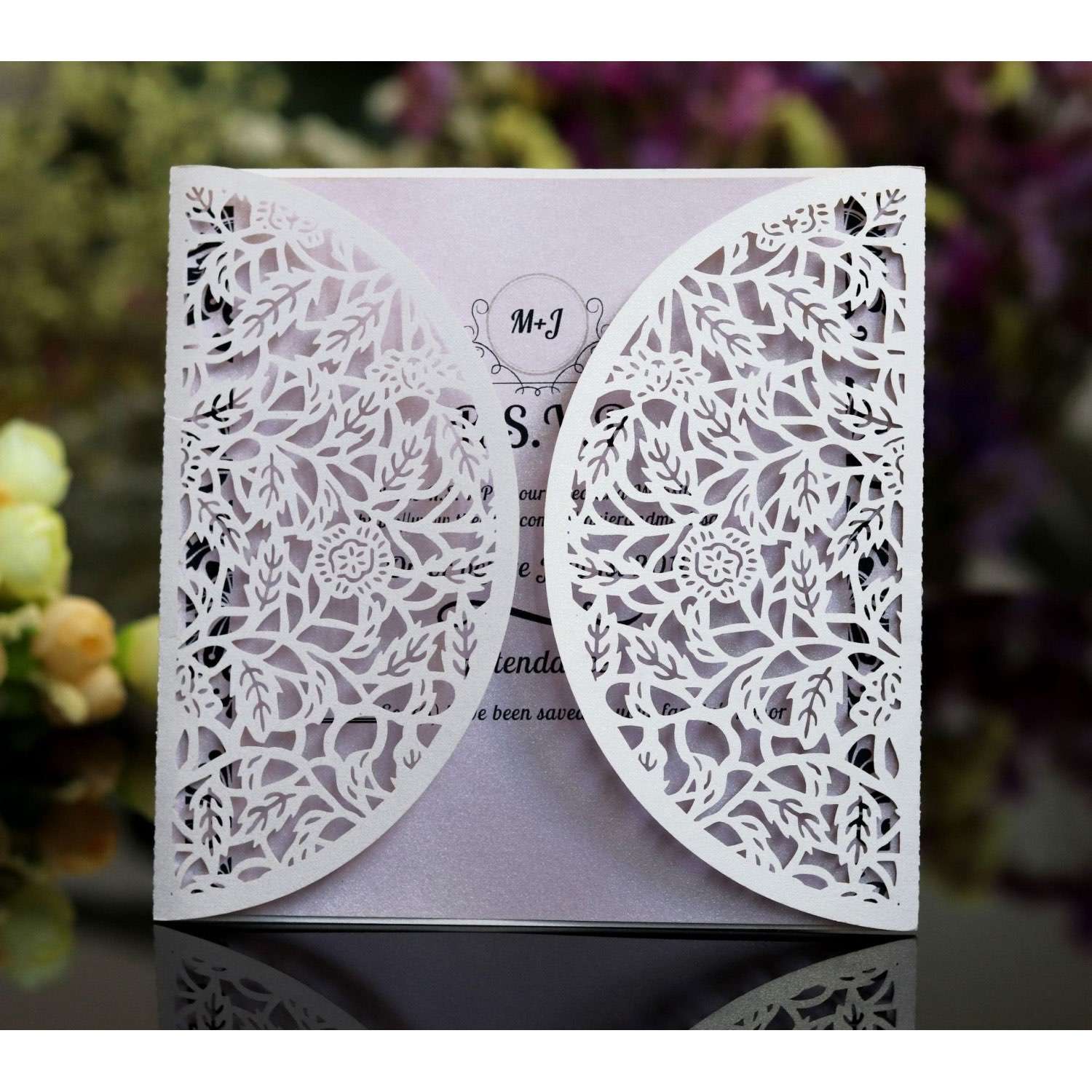 Square Invitation Card Laser Cut Paper Celebration Invitation Wedding Invites Reception Cards